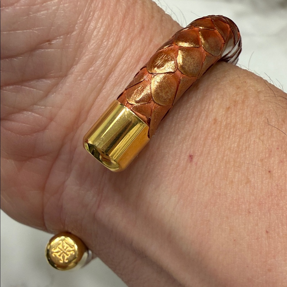 Gold and Brown Textured Bracelet